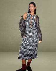 Prelith Midi Dress in Black Grey Tonal Gingham