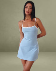 Riniko Mini Dress in Nantucket Blue with White Binding