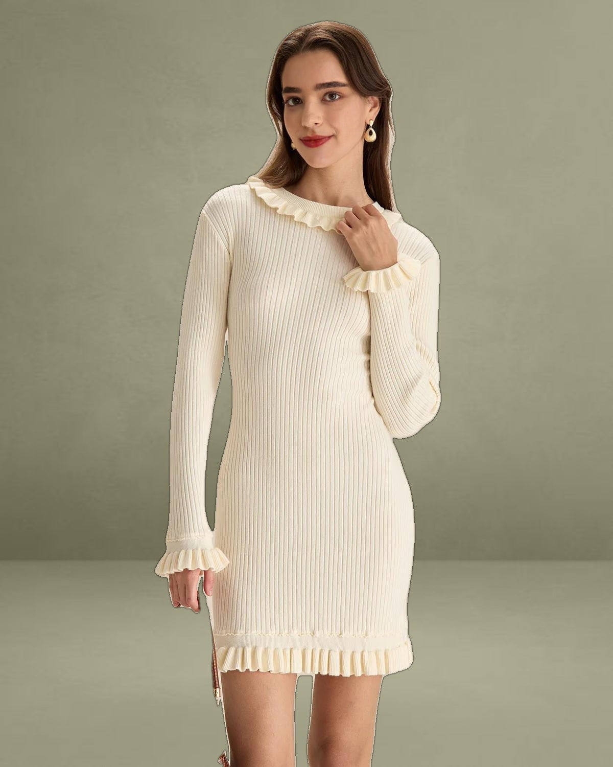 White Bodycon Sweater Mini Dress