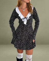 Darira Long Sleeve Mini Dress in Ditsy Romance Black