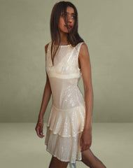 Turtoise Mini Dress in Nude Clear Tinted Disc