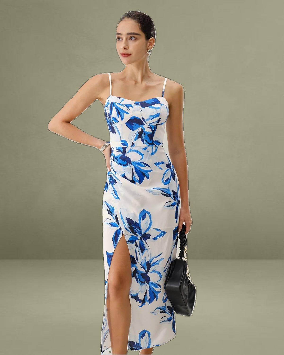 Blue Floral Bohemian Slip Maxi Dress