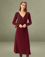 Red Cut Out A-Line Sweater Dress