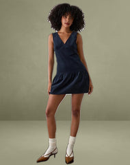 Sarabi Plunge Mini Dress in Cord Navy
