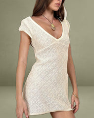 Mariza Mini Dress in Pointelle Ivory