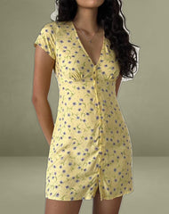 Omoni Mini Dress in Wild Flower Lemon Drop