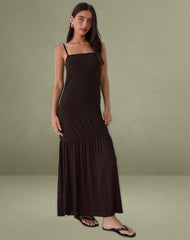 Jenesis Maxi Dress in Crinkle Bitter Chocolate