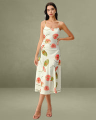 White Floral Slip Midi Dress