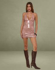 Bertolt Mini Dress in Boho Batik Sequin Pink