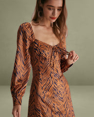 The Brown Sweetheart Neck Zebra Maxi Dress