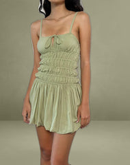 Rasmil Bubble Hem Mini Dress in Sage Green