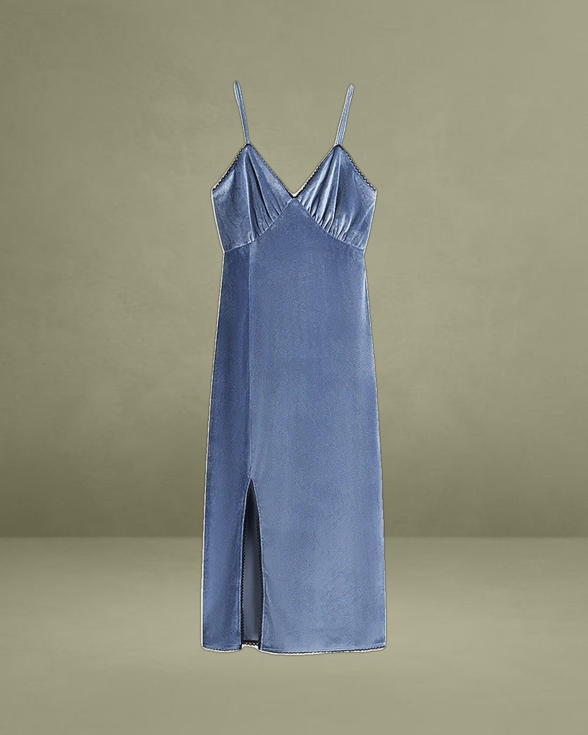Blue Velvet Slip Midi Dress