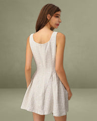 Apricot Textured Sleeveless Mini Dress