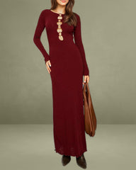 Wine Red Cut Out Sweater Dress