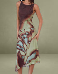 Aysun Midi Dress in Lumen Mesh Brown