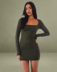 Janjisu Bodycon Mini Dress in Olive