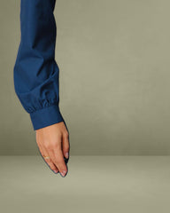 Blue V-Neck Belt Midi Dress