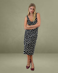 Lisheva Midi Dress in Grunge Daisy Black