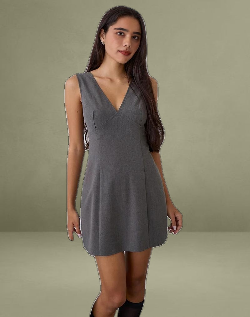 Thaif Mini Dress in Tailoring Charcoal