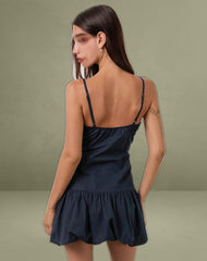 Juun Puffball Mini Dress in Dark Navy