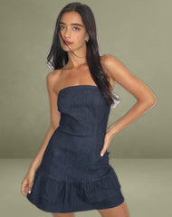 Luminis Mini Dress in Dark Denim Indigo