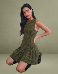 Semasa Mini Dress in Khaki Pinstripe