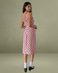 Liva Midi Dress in Pink Tartan