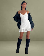 Tavita Frill Mini Dress in White