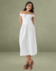 Tamashi Off the Shoulder Maxi Dress in White