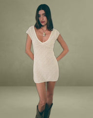 Mariza Mini Dress in Pointelle Ivory