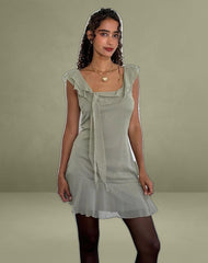 Binita Mini Dress In Chiffon Olive
