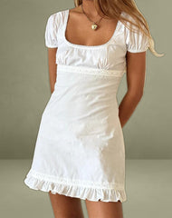 Bella Mini Tea Dress in Poplin White
