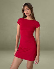 Wangi Backless Mini Dress in Adrenaline Red