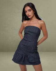 Luminis Mini Dress in Dark Denim Indigo