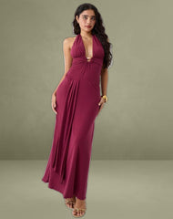 Ryoko Maxi Dress in Cupro Burgundy