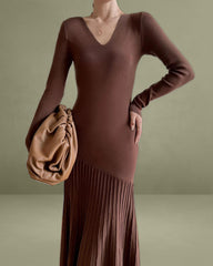 Coffee Scoop Neck Bodycon Sweater Dress