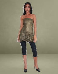 Denaya Mini Puffball Dress in Metallic Gold