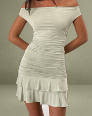 Luella Ruffle Mini Dress in Slinky Sage