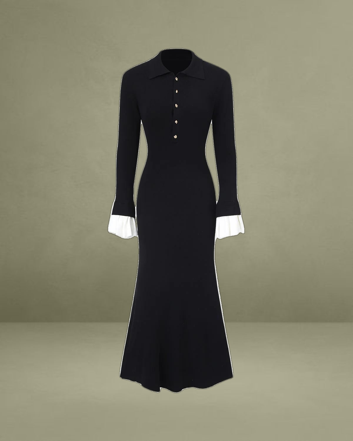 Black Contrasting Bodycon Sweater Dress