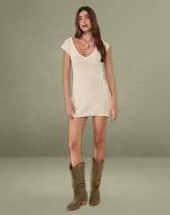 Mariza Mini Dress in Pointelle Ivory