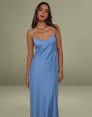 Elayna Midi Dress in Chiffon Stripe Blue