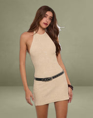 Yakanta Mini Dress in Sequin Knit Gold