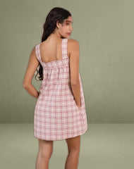 Sanlia Mini Dress in Basic Tartan Pink