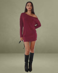 Shelisa Slouchy Mini Dress in Deep Red