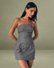 Magaska Bandeau Mini Dress in Tailoring Charcoal