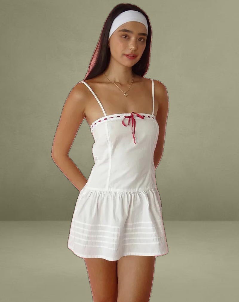 Dhilla Mini Dress in White Poplin