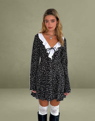 Darira Long Sleeve Mini Dress in Ditsy Romance Black