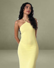 Ribka Midi Dress in Mesh Lemon